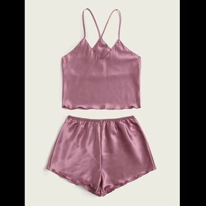 Pink, Satin, Pajama Set